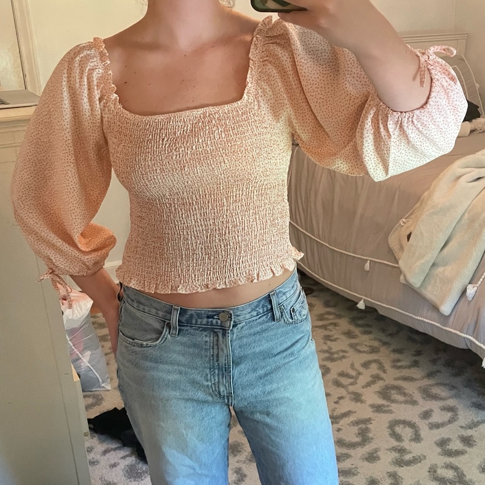 Princess Polly Coral and White Long Sleeve